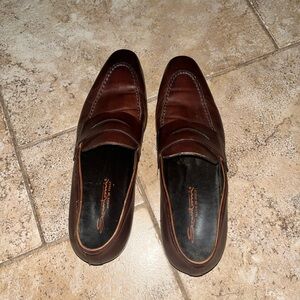 Santoni Men's Rich Brown Leather Slip-Ons